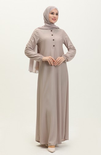 Elastic Sleeve Pleated Dress 0578-06 Mink 0578-06