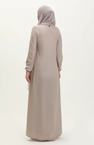 Robe Plissée à Manches élastiques 0578-06 Vison 0578-06