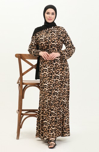Leopard Print Dress 0055-03 Brown Black 0055-03