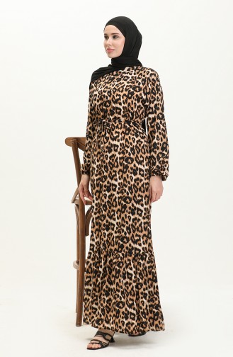 Leopard Print Dress 0055-03 Brown Black 0055-03