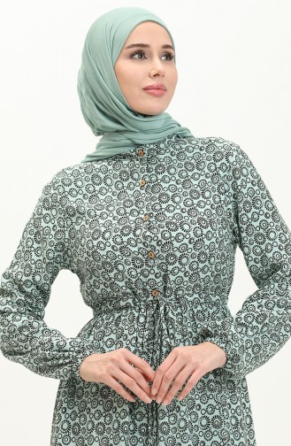 Printed Shirred Dress 0058-04 Mint Green 0058-04