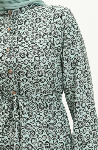 Printed Shirred Dress 0058-04 Mint Green 0058-04