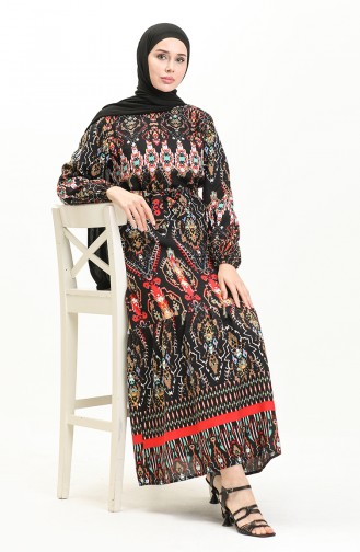 Elastisches Kleid mit Gürtel 0059-02 Schwarz 0059-02