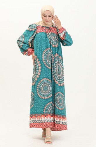 Gemustertes Kleid aus Viskose 24Y9005-03 Grün 24Y9005-03