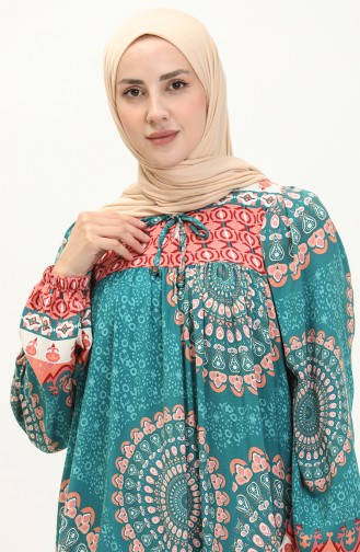 Gemustertes Kleid aus Viskose 24Y9005-03 Grün 24Y9005-03