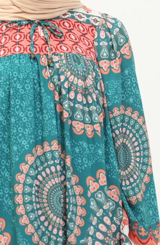 Gemustertes Kleid aus Viskose 24Y9005-03 Grün 24Y9005-03