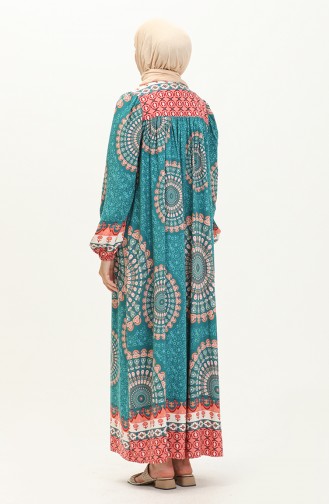 Gemustertes Kleid aus Viskose 24Y9005-03 Grün 24Y9005-03