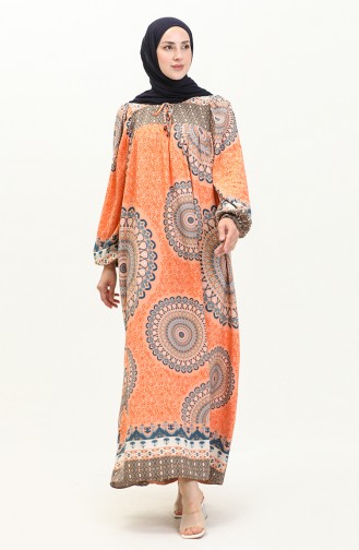 Printed Viscose Dress 24Y9005-05 Salmon 24Y9005-05