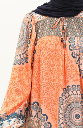 Printed Viscose Dress 24Y9005-05 Salmon 24Y9005-05