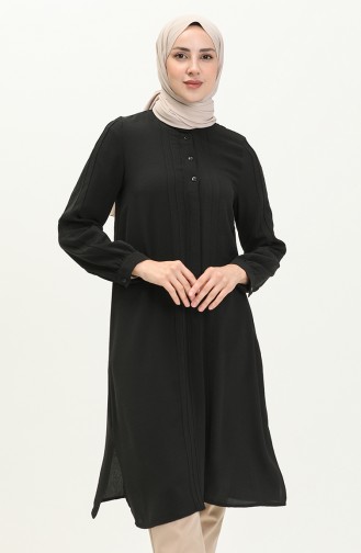 Aerobin Kumaş Pileli Tunik 60054-02 Siyah