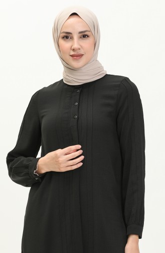 Aerobin Kumaş Pileli Tunik 60054-02 Siyah