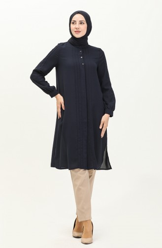 Aerobin Kumaş Pileli Tunik 60054-04 Lacivert