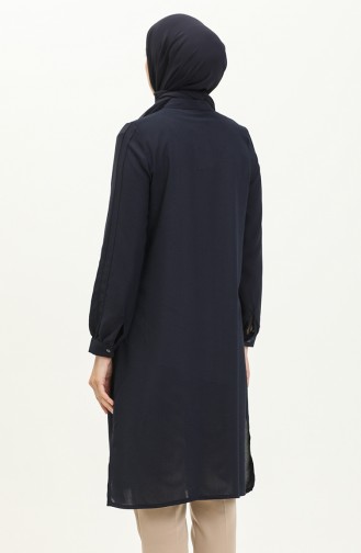 Aerobin Kumaş Pileli Tunik 60054-04 Lacivert