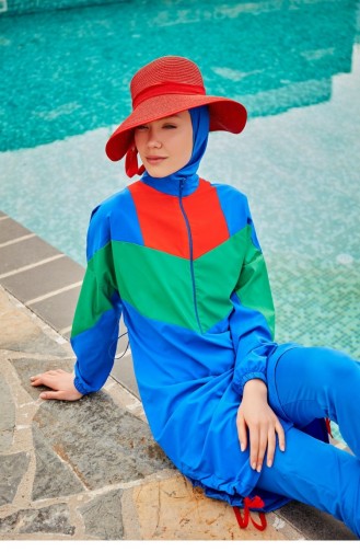 Maillot de Bain Hijab Blue roi 2306