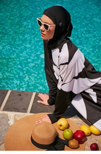 Schwarz Hijab Badeanzug 2309