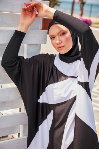 Schwarz Hijab Badeanzug 2309