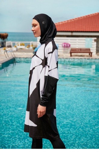 Schwarz Hijab Badeanzug 2309