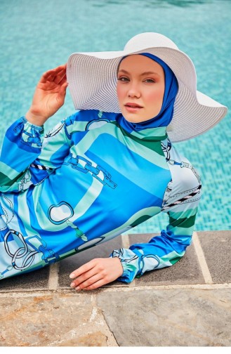 Maillot de Bain Hijab Blue roi 2315