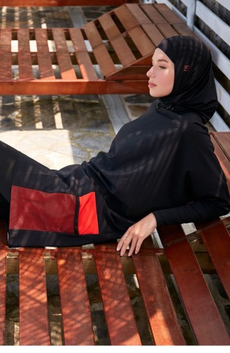 Schwarz Hijab Badeanzug 2323