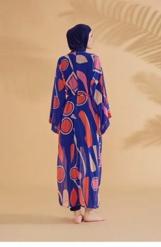 Geometrik Saks Kimono Kaftan P2339