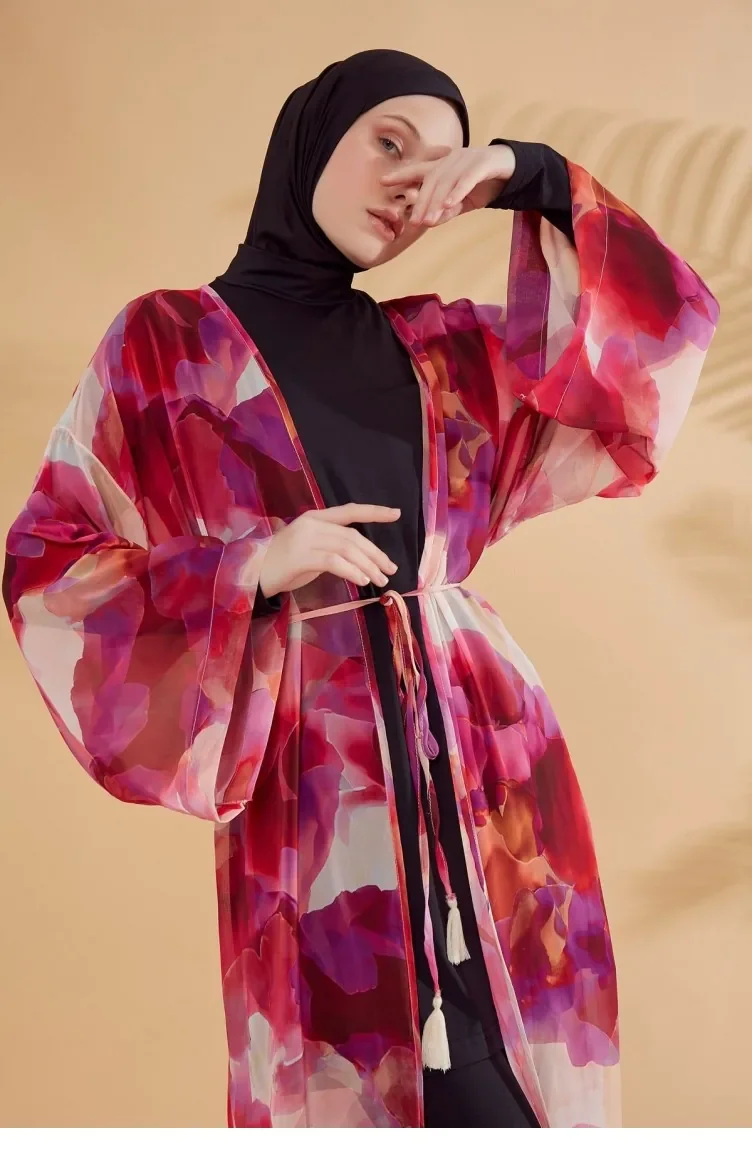 Batik Patterned Fuchsia Kimono Kaftan P2341 2341