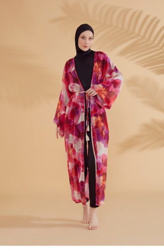 Batik Desenli Fuşya Kimono Kaftan P2341