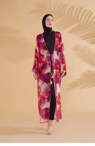Batik Patterned Fuchsia Kimono Kaftan P2341 2341