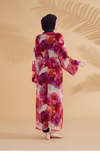 Batik Desenli Fuşya Kimono Kaftan P2341