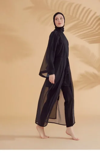 Düz Siyah Kimono Kaftan P2342