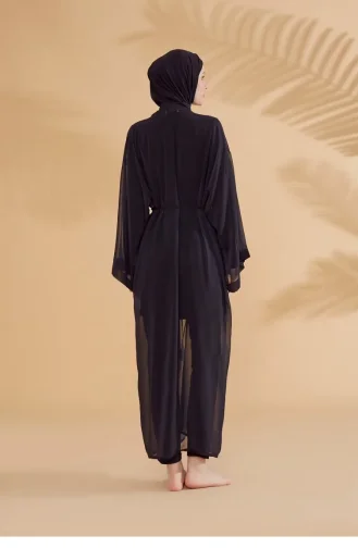 Düz Siyah Kimono Kaftan P2342
