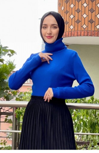 Triko Kazak Saks Mavisi