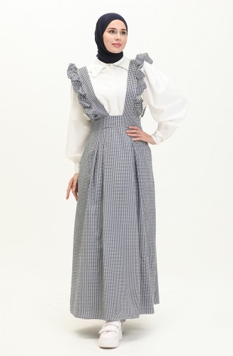 Gingham Gilet Dress 1813-04 Dark Navy Blue 1813-04