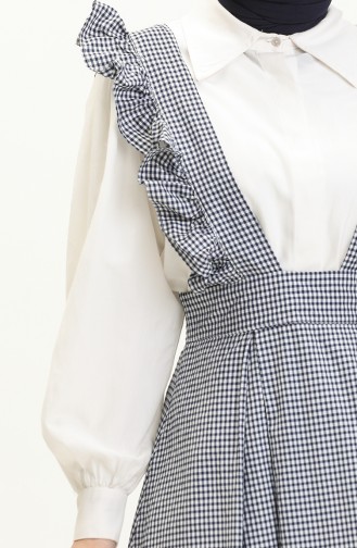 Gingham Gilet Dress 1813-04 Dark Navy Blue 1813-04