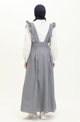 Gingham Gilet Dress 1813-04 Dark Navy Blue 1813-04