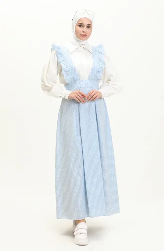 Gingham Gilet Dress 1813-06 Baby Blue 1813-06