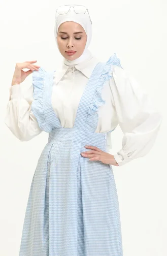 Gingham Gilet Dress 1813-06 Baby Blue 1813-06
