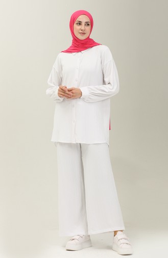 Crepe Tunic Pants Two Piece Suit 24Y2010-07 white 24Y2010-07
