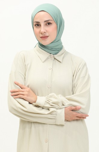 طقم ثنائي تونيك بنطلون بياقة رجالية 24Y2010-09 كريمي 24Y2010-09