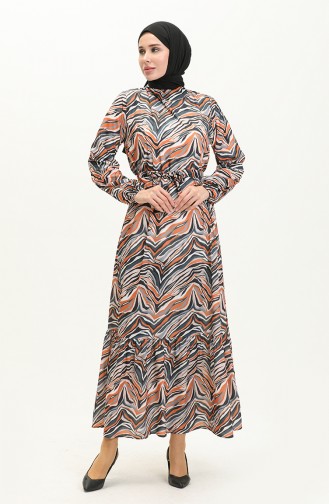 Printed Belted Dress 0056-03 Mustard 0056-03