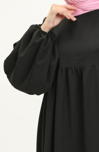 Gerafftes Kleid mit Ballonärmeln 24Y8922-06 Schwarz 24Y8922-06
