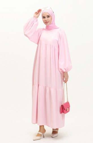 Gerafftes Kleid mit Ballonärmeln 24Y8922-07 Puder 24Y8922-07