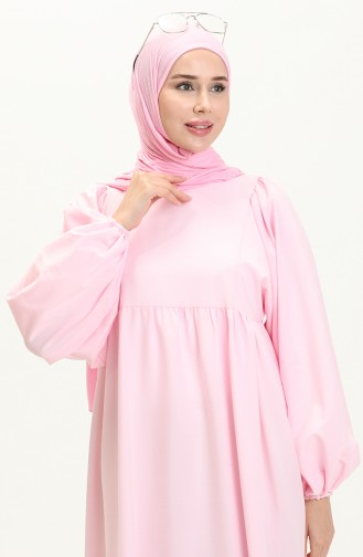 Gerafftes Kleid mit Ballonärmeln 24Y8922-07 Puder 24Y8922-07