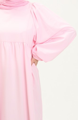 Gerafftes Kleid mit Ballonärmeln 24Y8922-07 Puder 24Y8922-07
