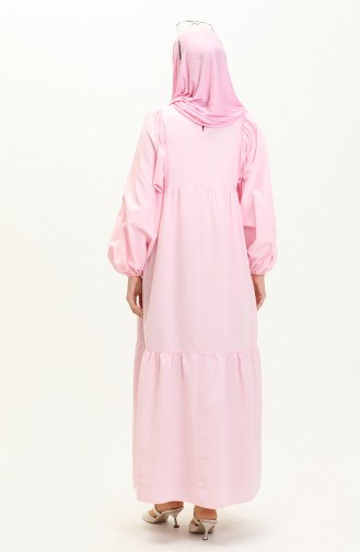 Gerafftes Kleid mit Ballonärmeln 24Y8922-07 Puder 24Y8922-07