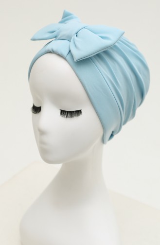 Bonnet Croisé Double Face avec Noeud 0023-08 Bleu Bébé 0023-08