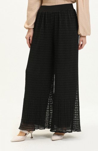 Pleated Lace Trousers 0135-01 Black 0135-01