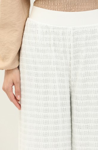 Pantalon Plissé en Dentelle 0135-02 Blanc 0135-02