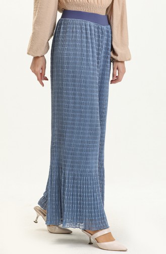 Pleated Lace Trousers 0135-04 Indigo 0135-04