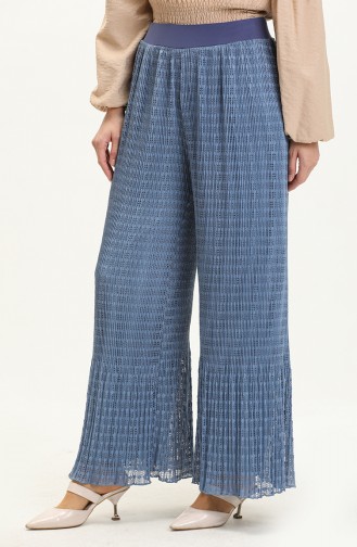 Pleated Lace Trousers 0135-04 Indigo 0135-04