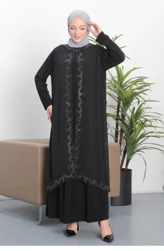 Büyük Beden Anne Elbise Siyah